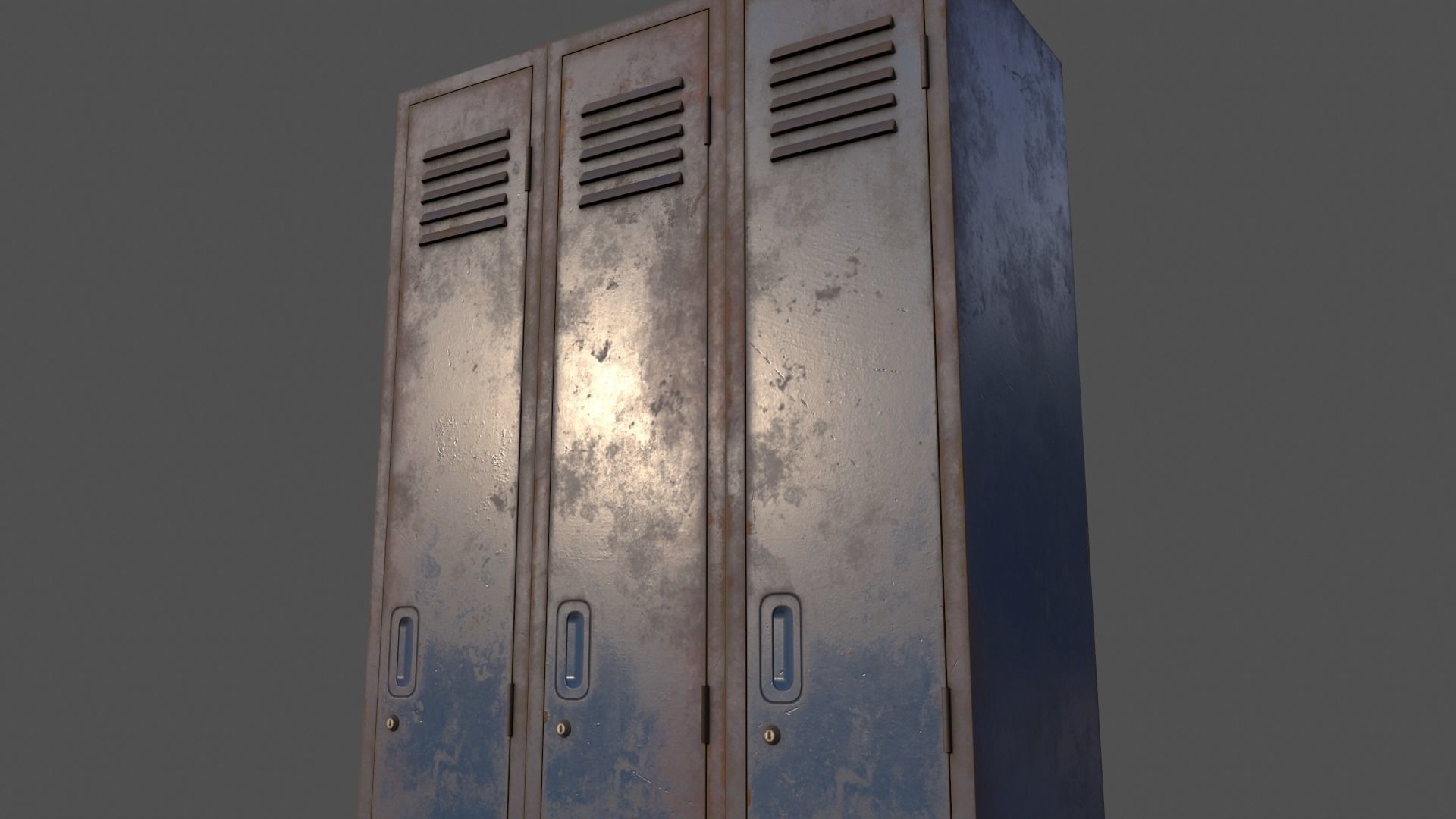 PBR School Gym Locker 03 - Blue Dark Low-poly 3D model_19