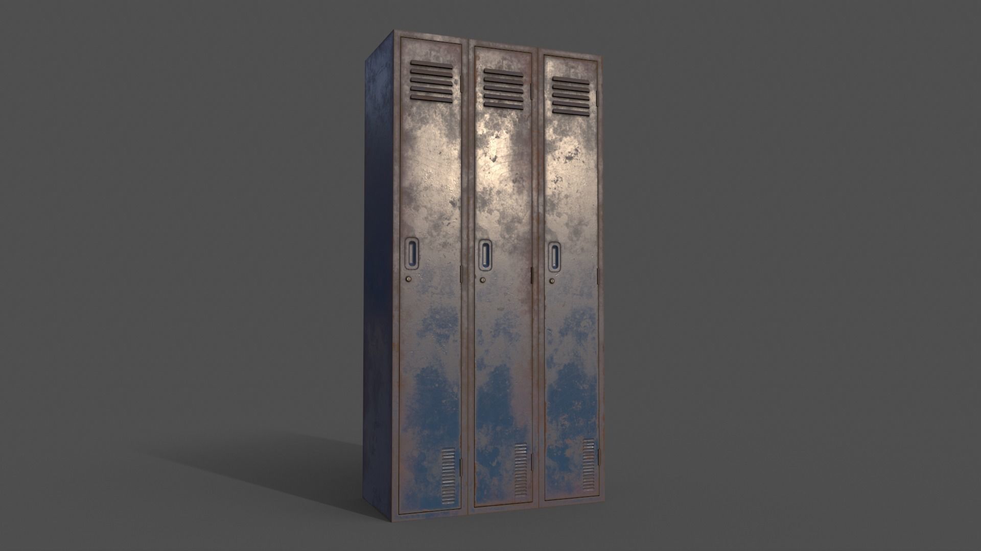 PBR School Gym Locker 03 - Blue Dark Low-poly 3D model_13
