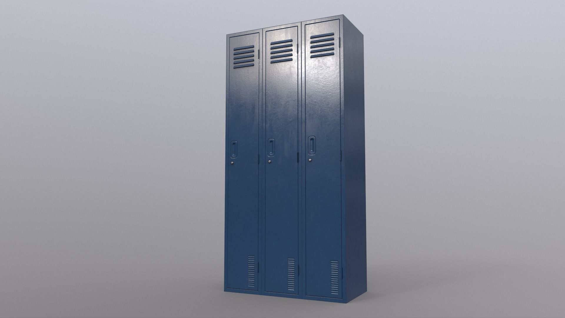 PBR School Gym Locker 03 - Blue Dark Low-poly 3D model_15