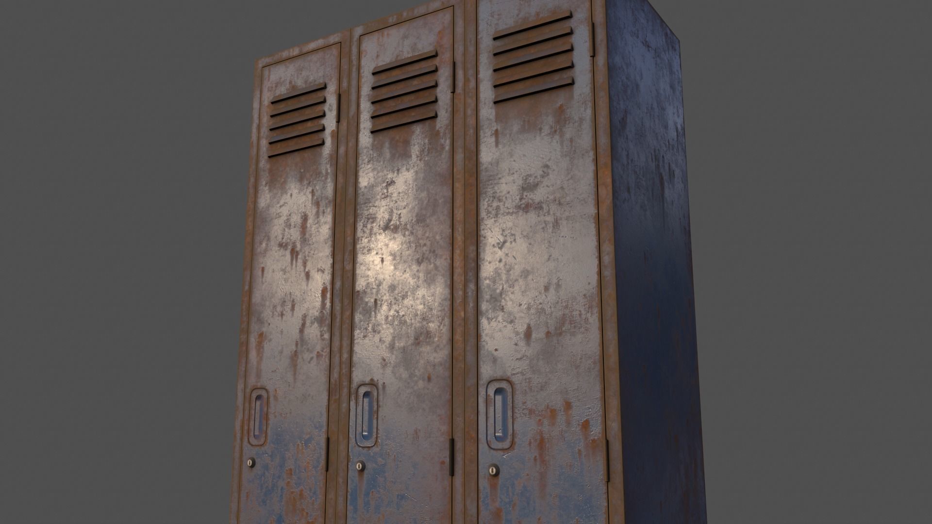 PBR School Gym Locker 03 - Blue Dark Low-poly 3D model_20