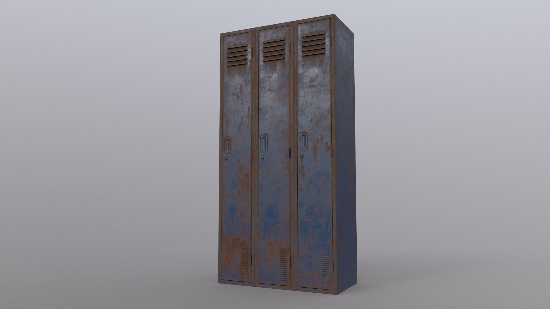 PBR School Gym Locker 03 - Blue Dark Low-poly 3D model_17