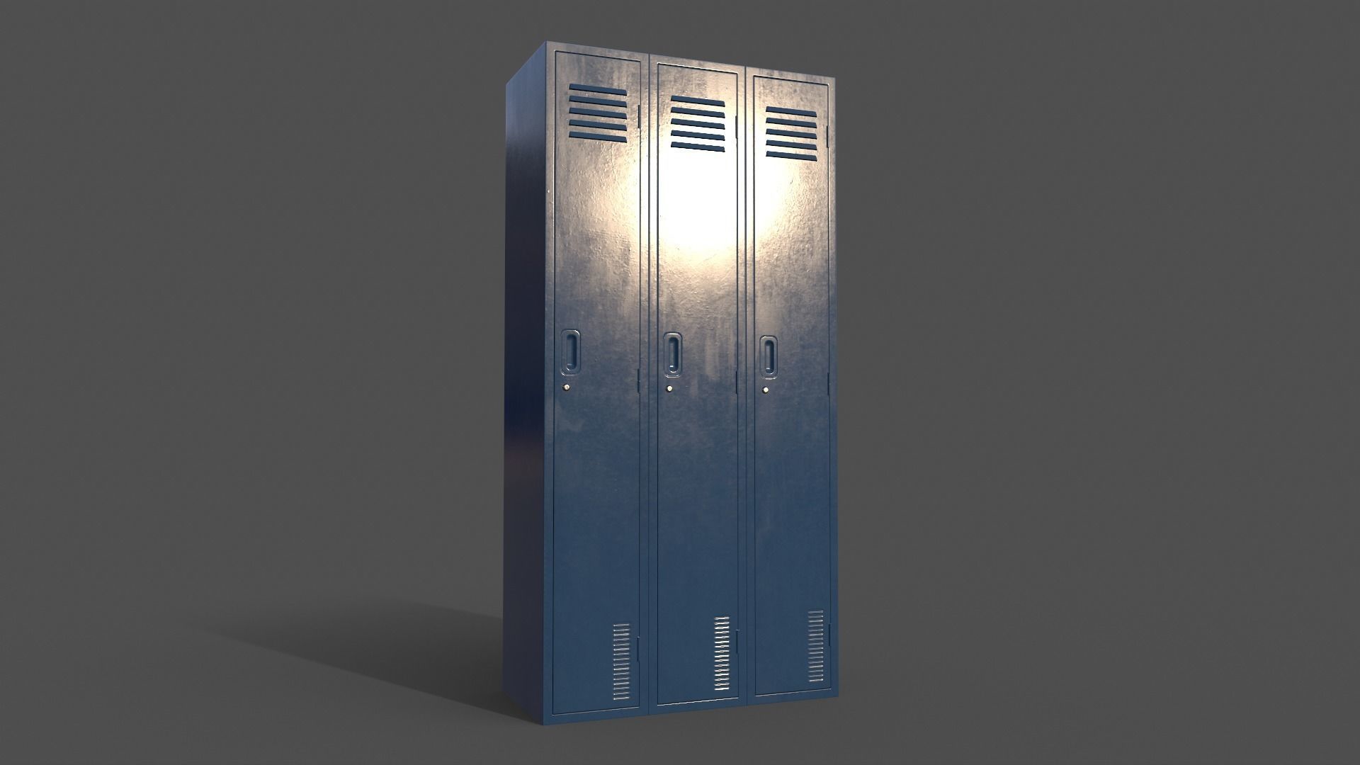 PBR School Gym Locker 03 - Blue Dark Low-poly 3D model_12