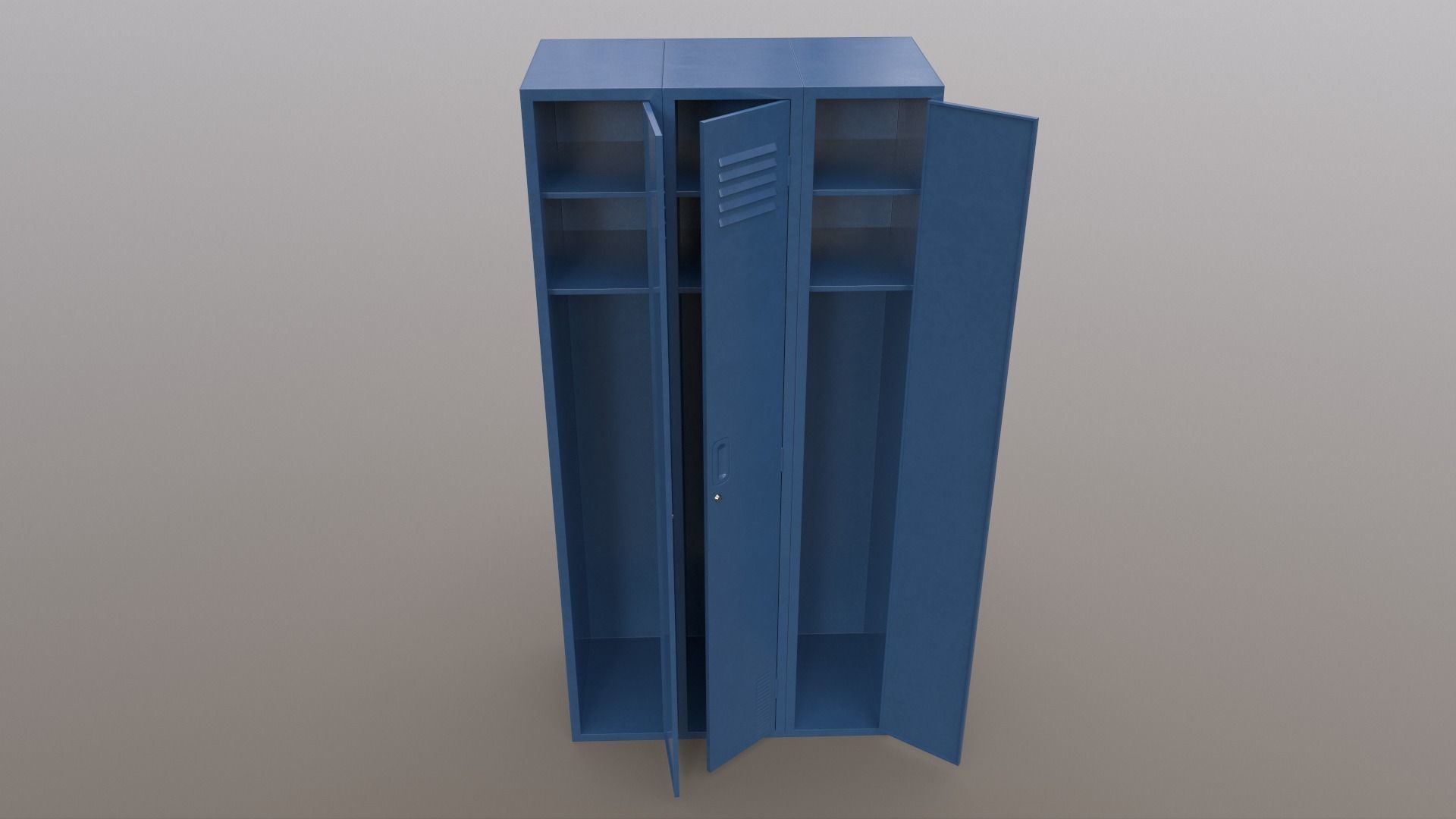 PBR School Gym Locker 03 - Blue Dark Low-poly 3D model_4