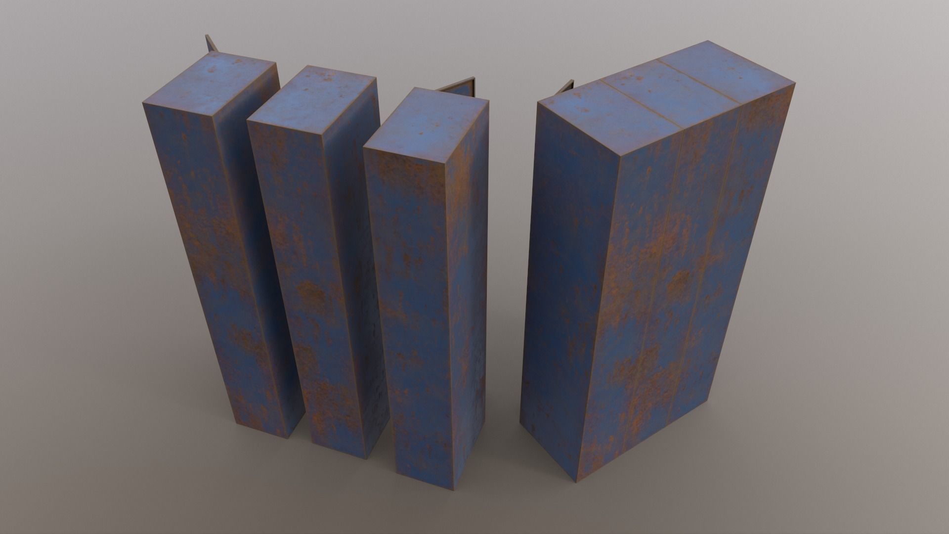 PBR School Gym Locker 03 - Blue Dark Low-poly 3D model_11