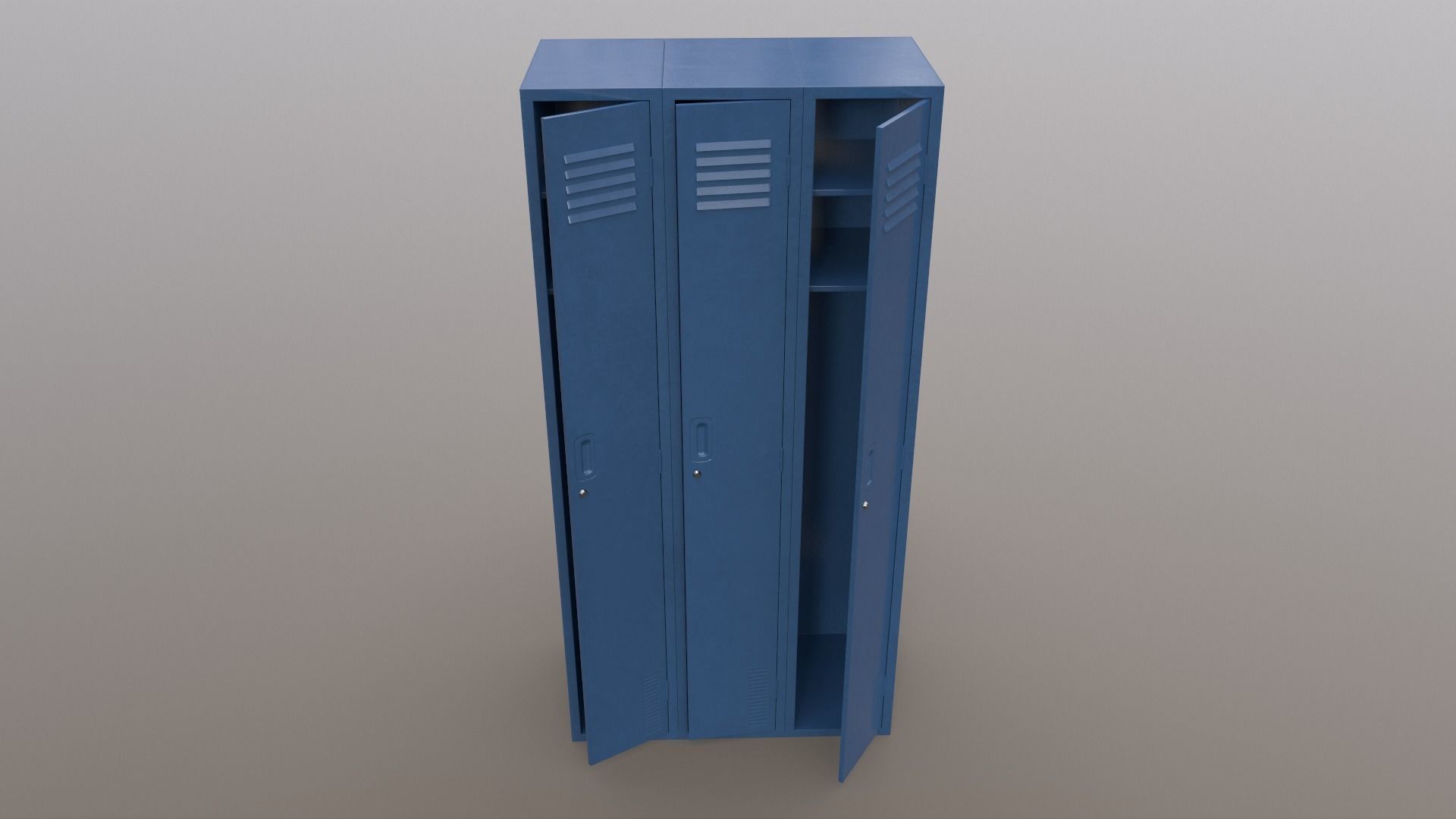 PBR School Gym Locker 03 - Blue Dark Low-poly 3D model_3