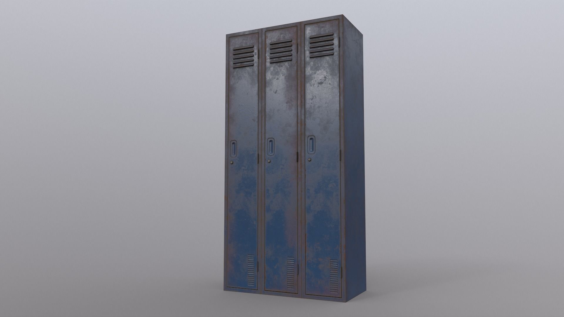 PBR School Gym Locker 03 - Blue Dark Low-poly 3D model_16