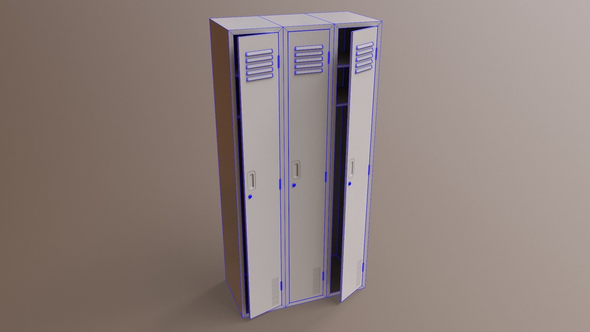 PBR School Gym Locker 03 - Blue Dark Low-poly 3D model_25