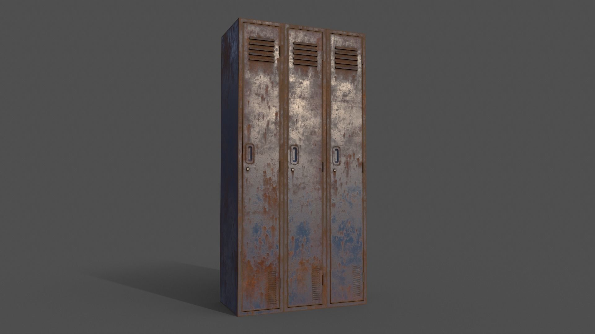 PBR School Gym Locker 03 - Blue Dark Low-poly 3D model_14
