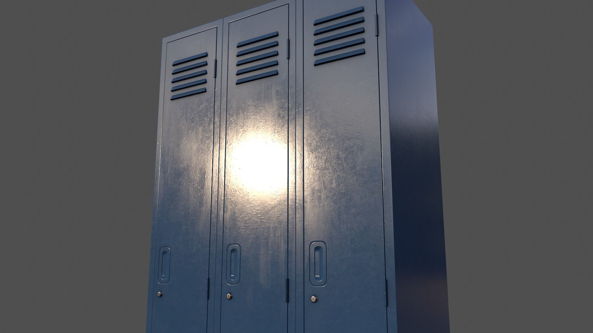 PBR School Gym Locker 03 - Blue Dark Low-poly 3D model_18
