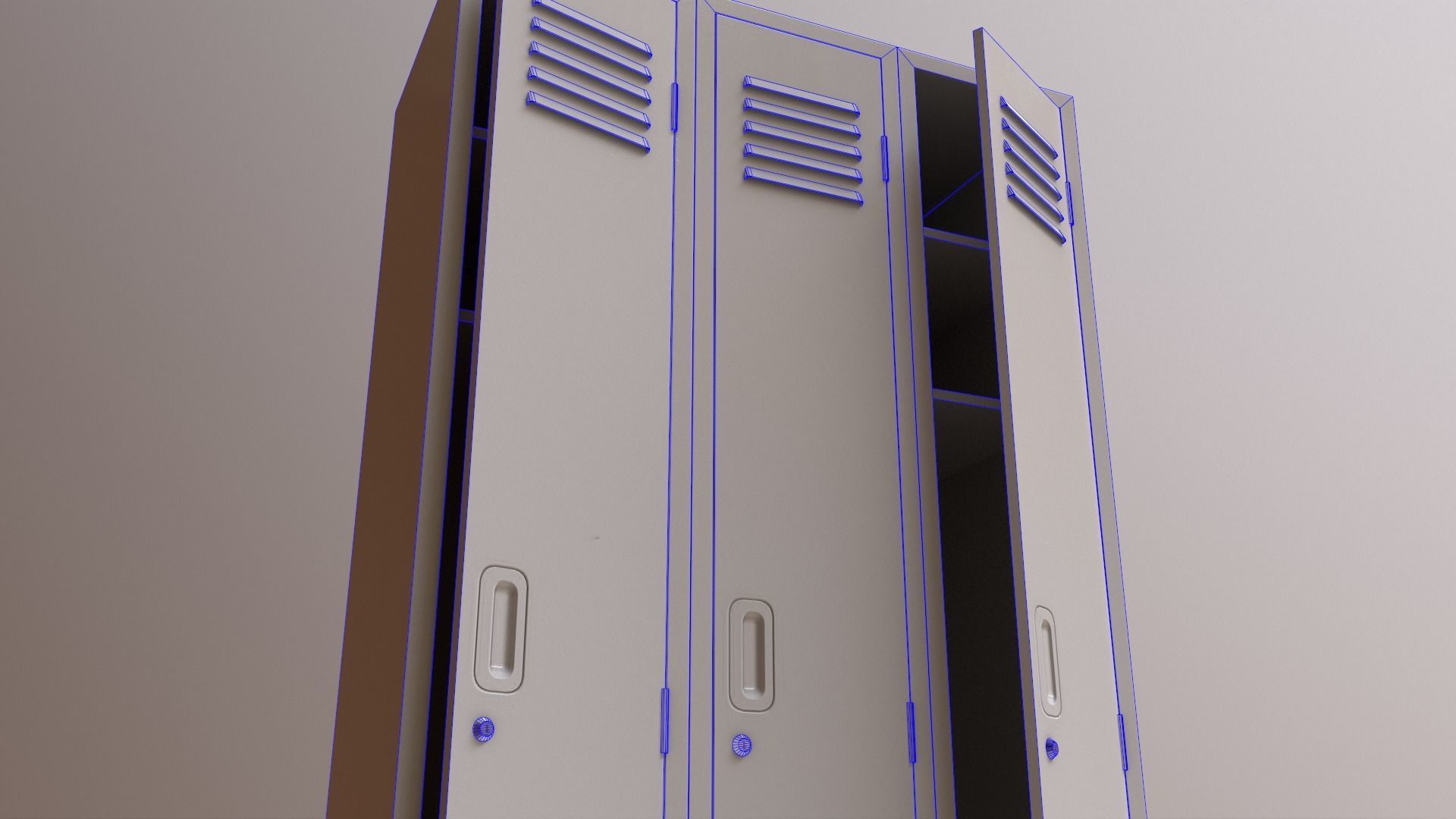PBR School Gym Locker 03 - Blue Dark Low-poly 3D model_26
