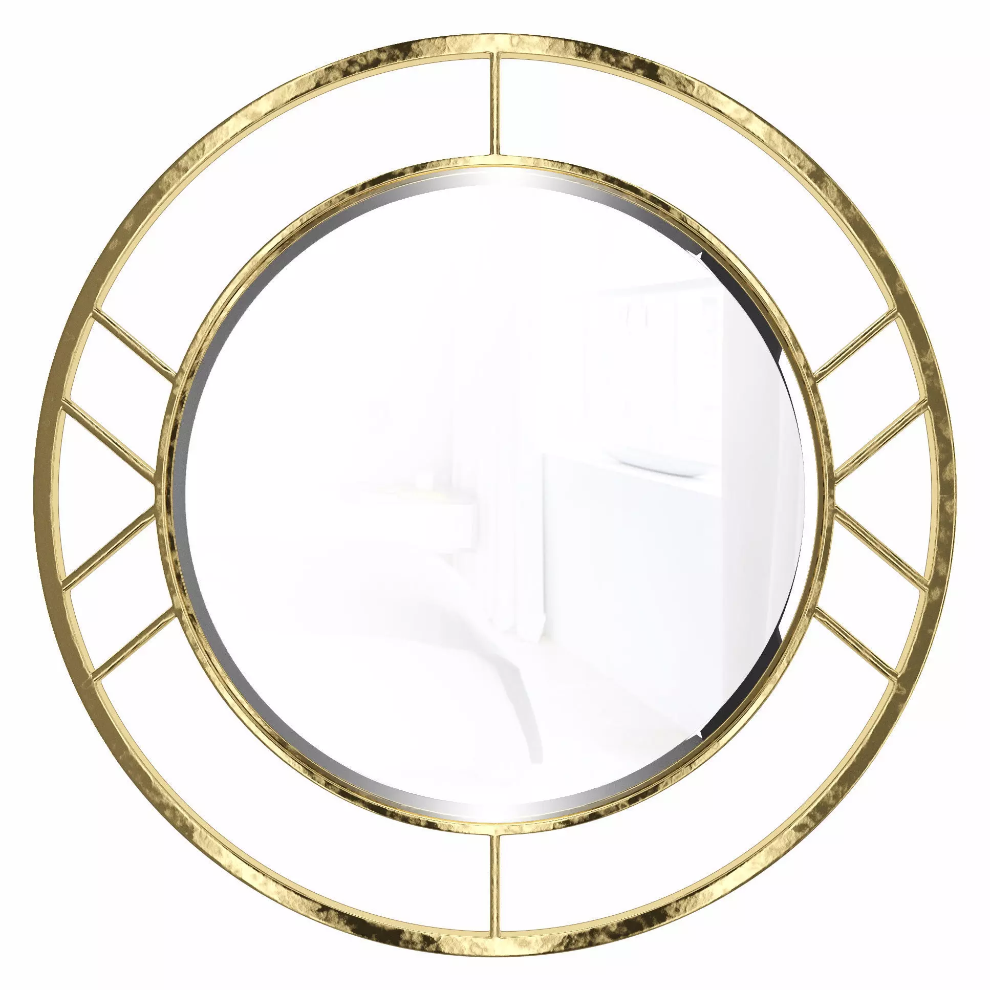 Round mirror in a metal frame color gold KFG082 3D model_0