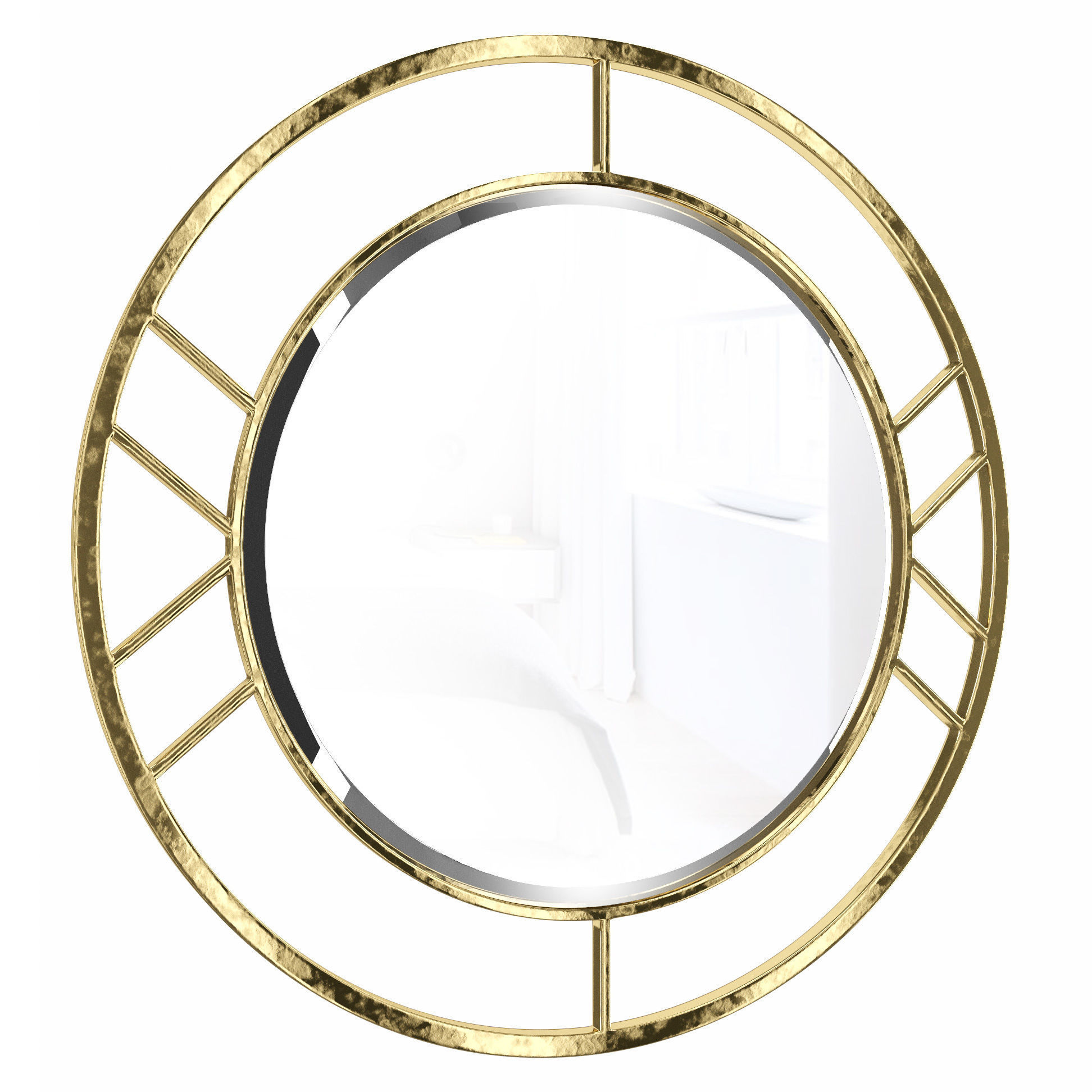 Round mirror in a metal frame color gold KFG082 3D model_1