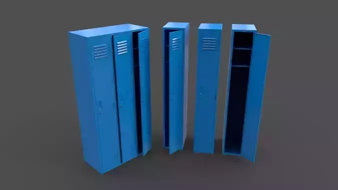 PBR School Gym Locker 03 - Blue Light Low-poly 3D model