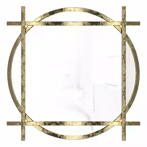 Round mirror in a gold decorative metal frame Meryl