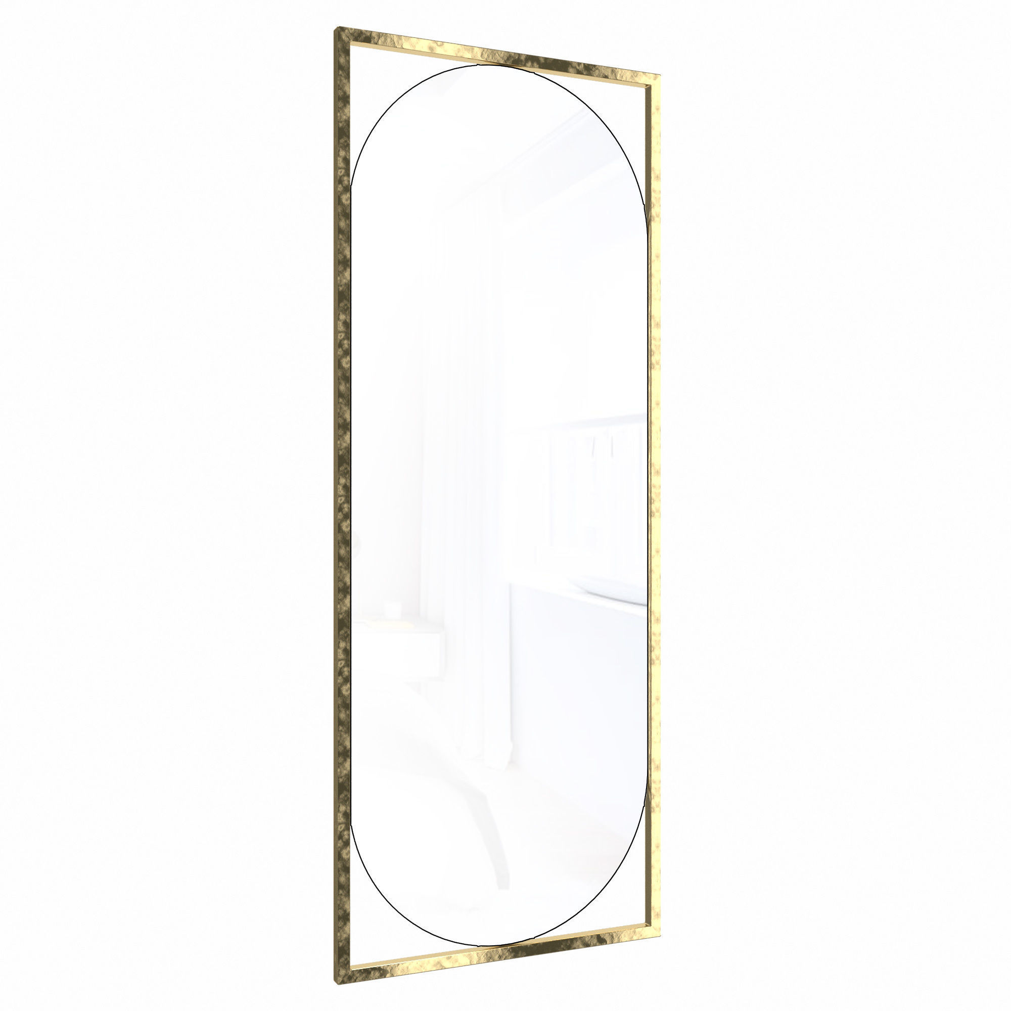 Oval mirror in a metal gold frame Midville 2 3D model_1