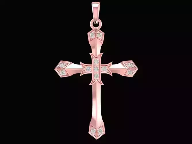 Modern Faceted Cross Pendant for Men and Women 2215