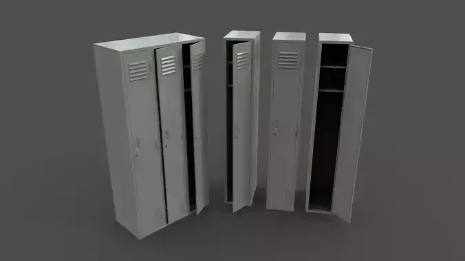 PBR School Gym Locker 03 - Pale Green Low-poly 3D model