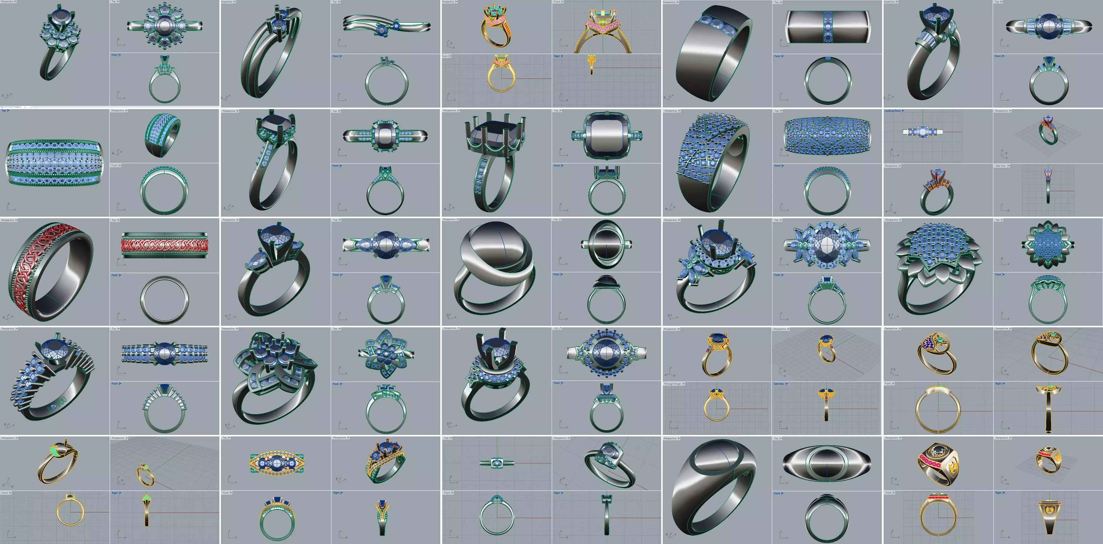 3dm Ring Collection Man and Woman Mix Lot 1 - 50 Pcs 3D print model