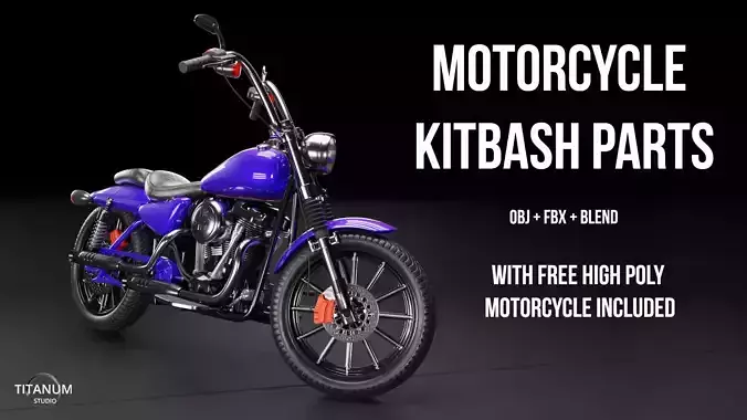 Hard surface Motorcycle KitBash parts