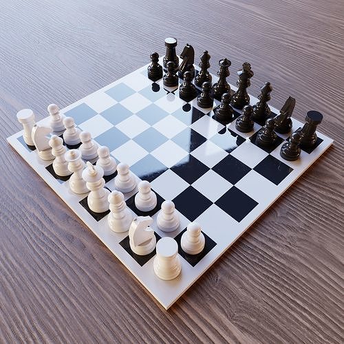Chess board with pieces Free 3D model
