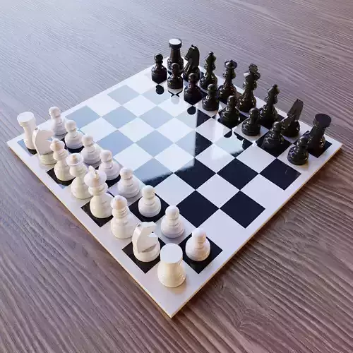 Chess board with pieces