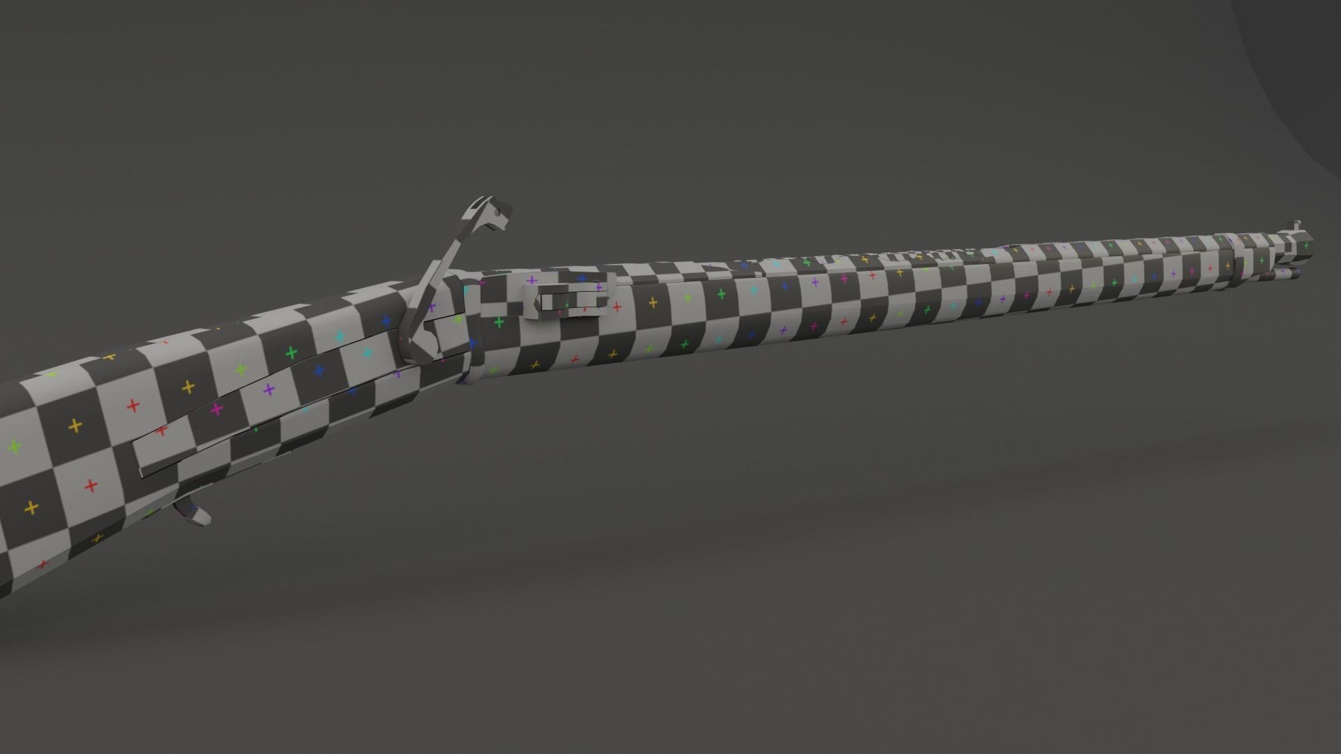 Japanese matchlock rifle Low-poly 3D model_5