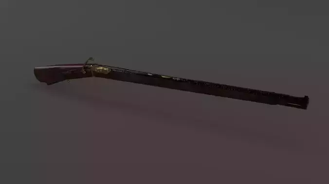 Japanese matchlock rifle Low-poly 3D model