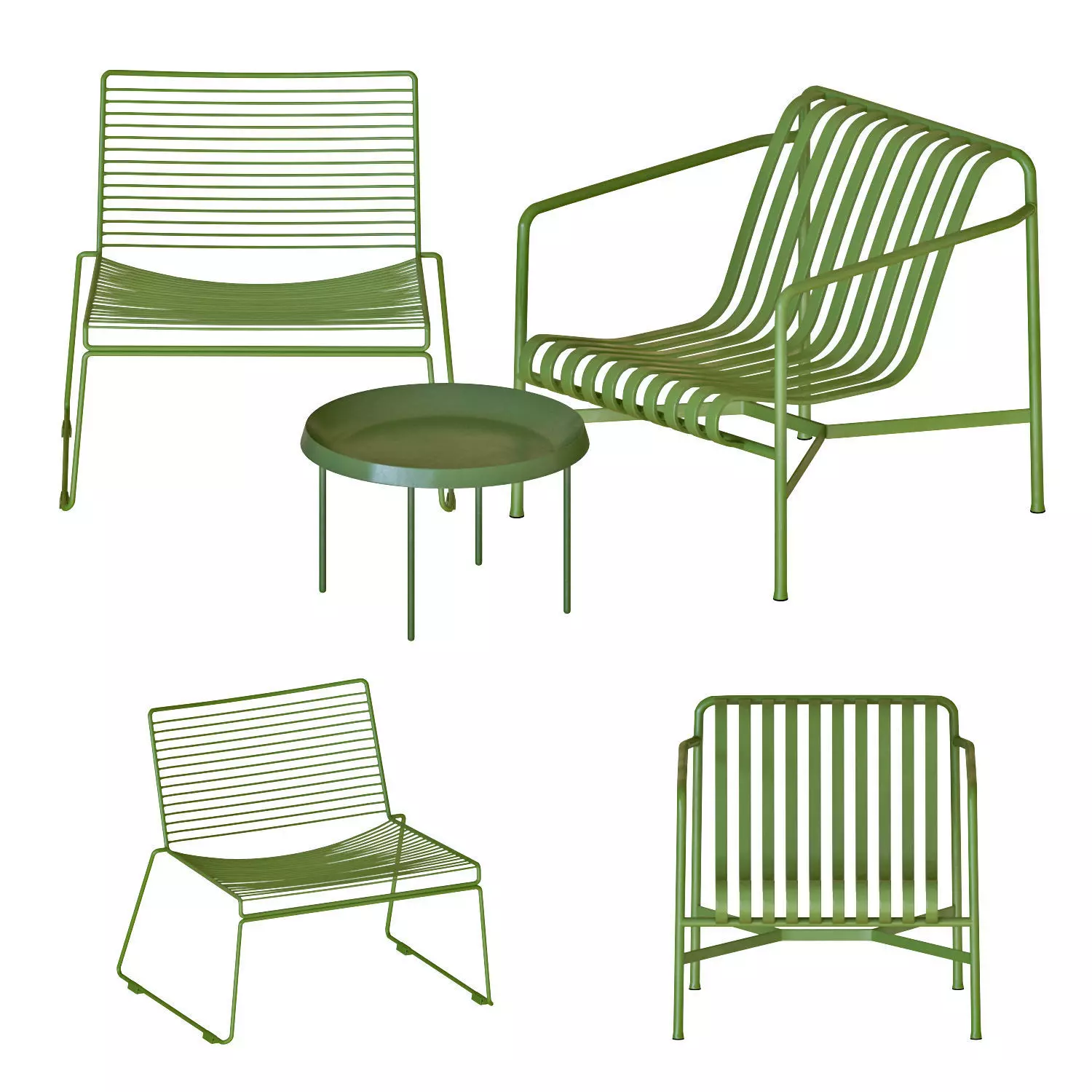 Hay table and chairs set 7 3D model_0