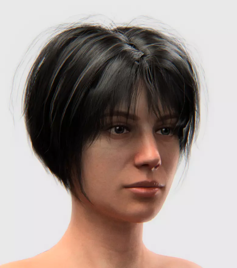 Female Hair - 001 3D model_0