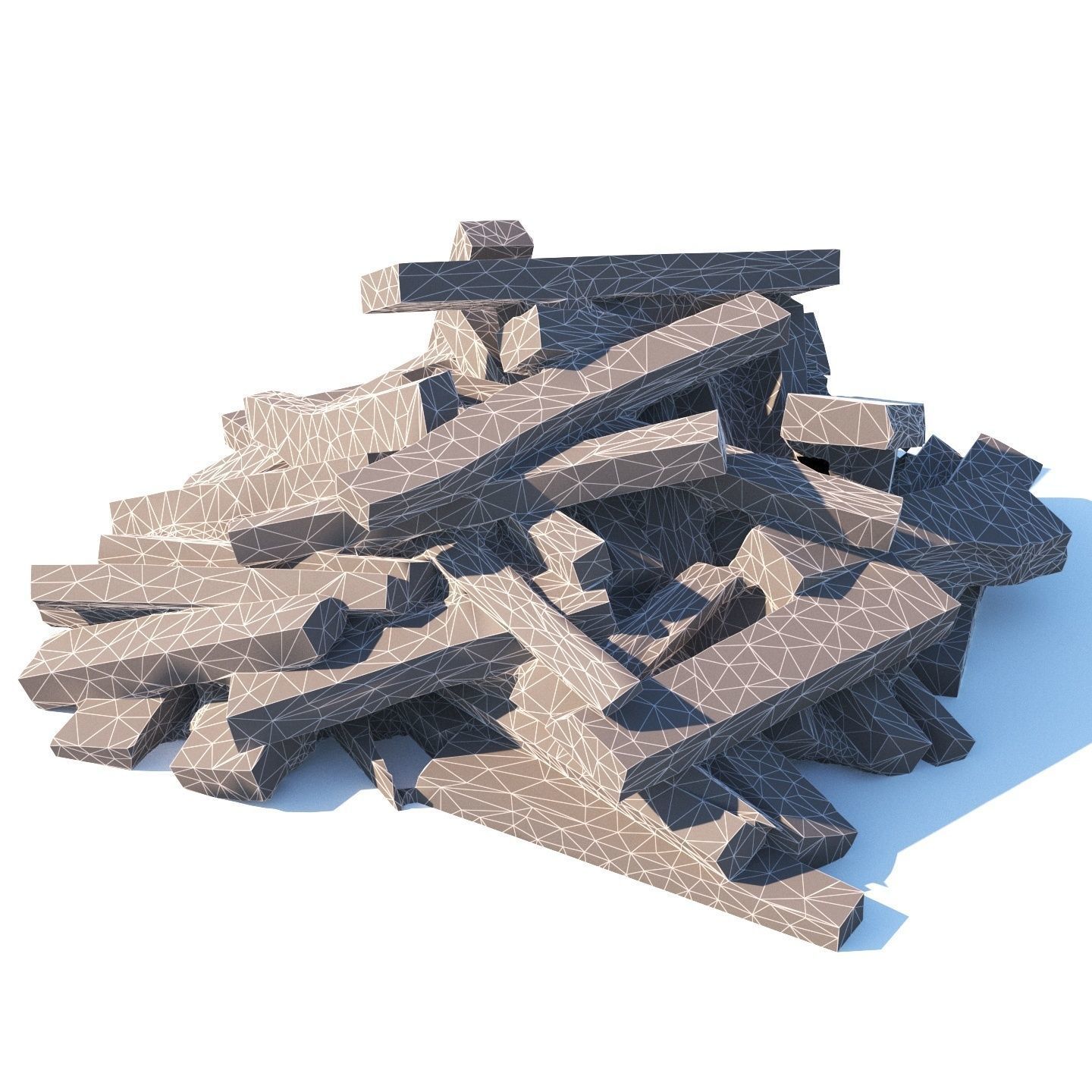 Chopped wood boards 01 3D model_8
