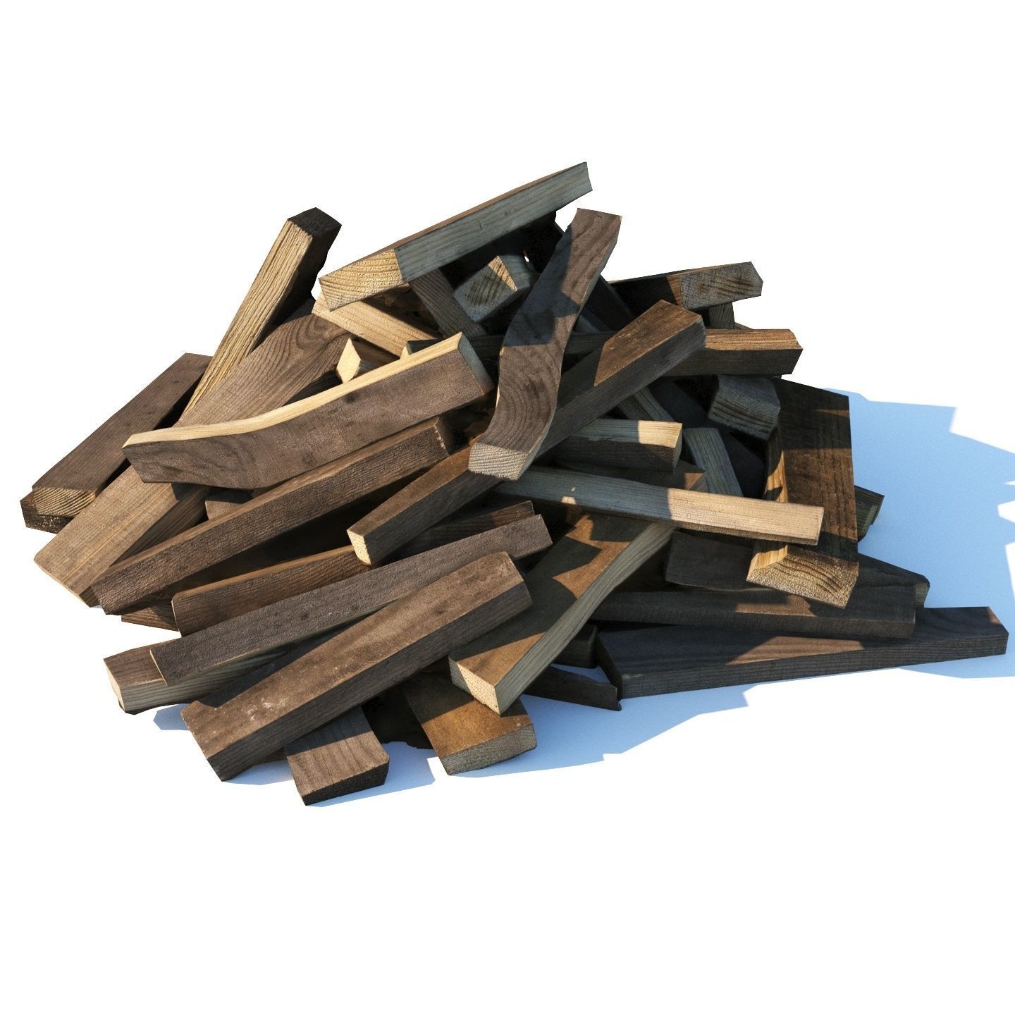 Chopped wood boards 01 3D model_2