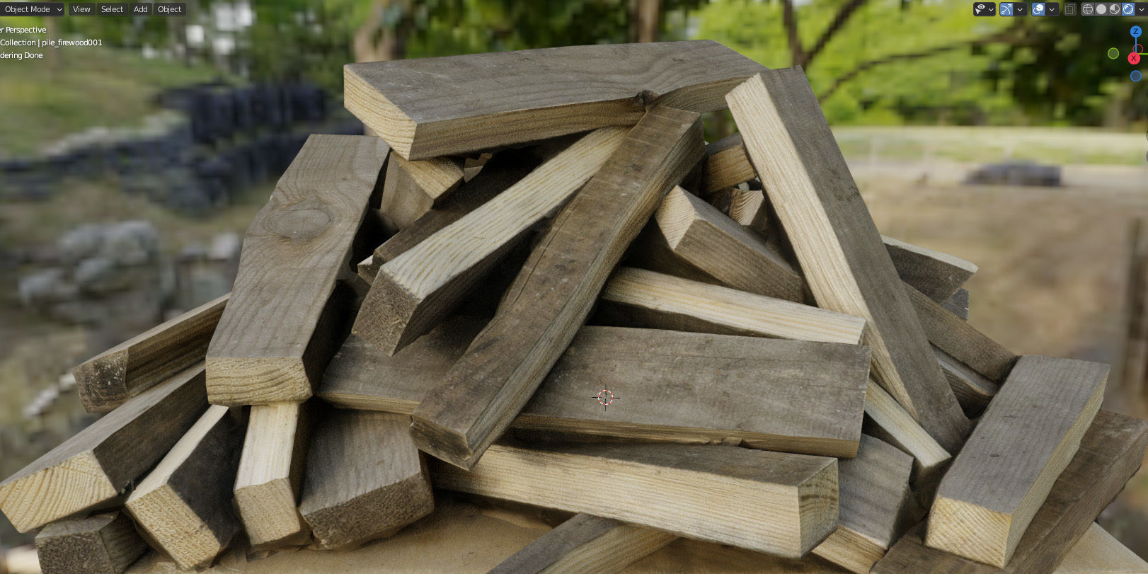 Chopped wood boards 01 3D model_3