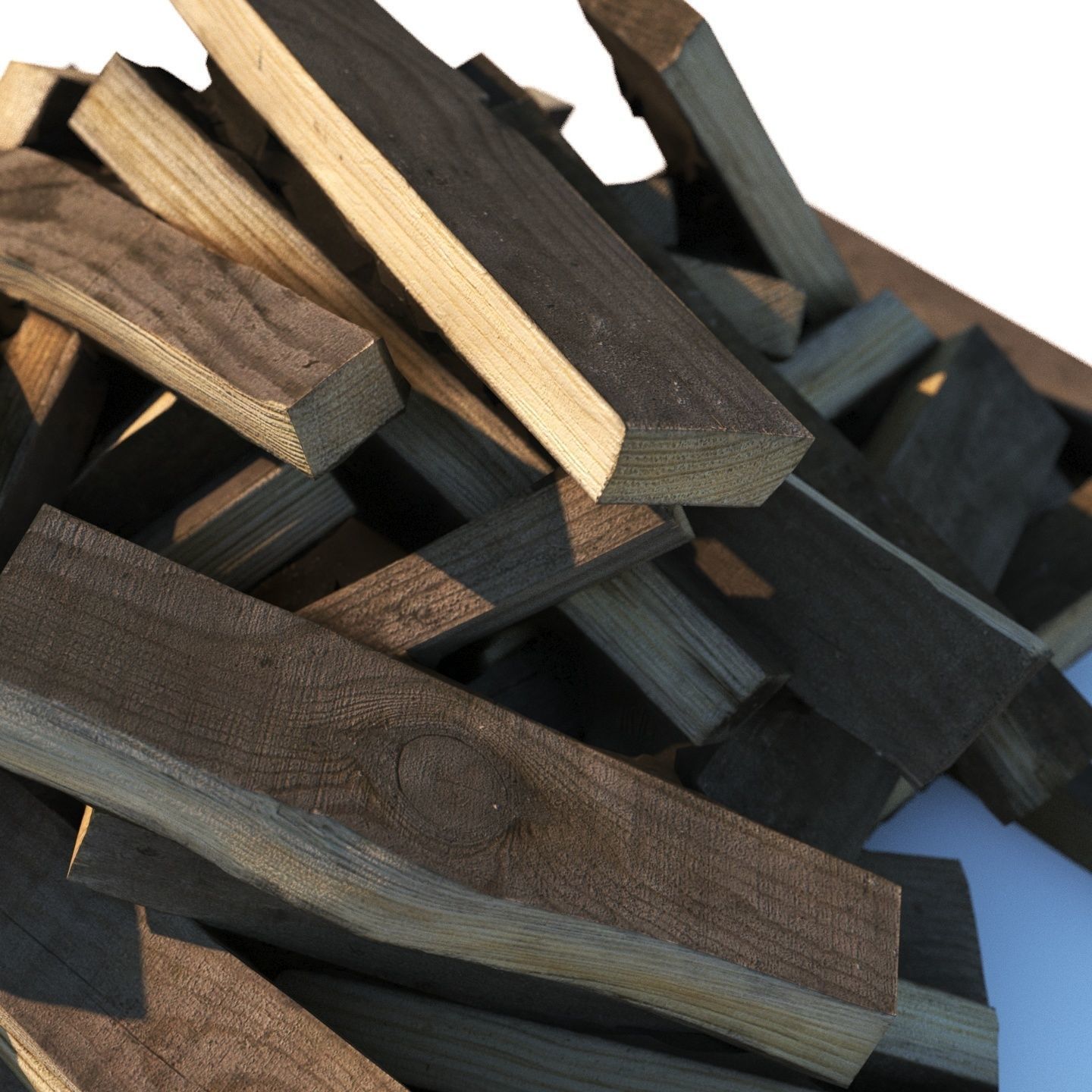 Chopped wood boards 01 3D model_4