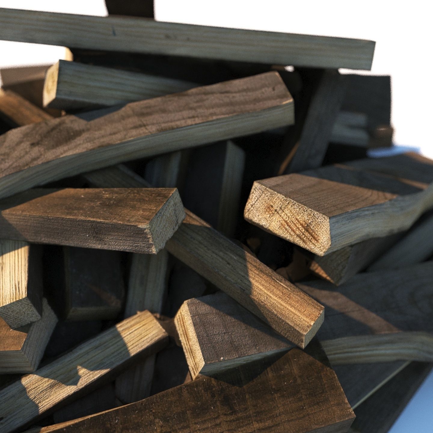 Chopped wood boards 01 3D model_1