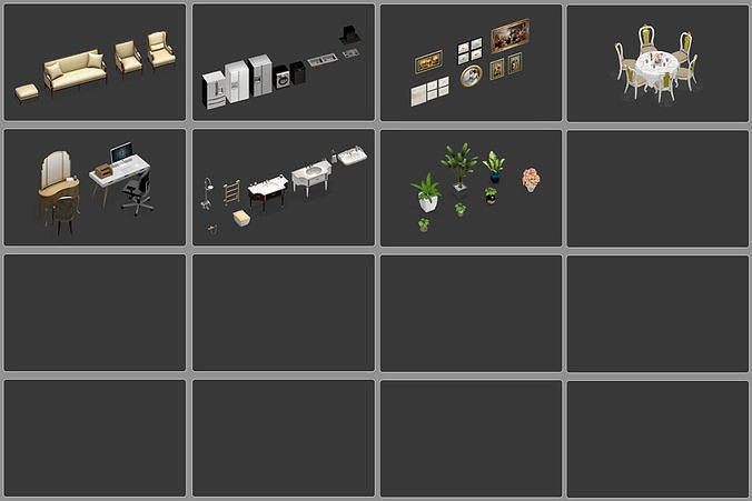 Lowpoly Furniture pack Low-poly 3D model 4
