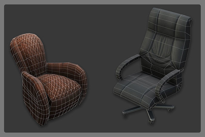 Lowpoly Furniture pack Low-poly 3D model 5