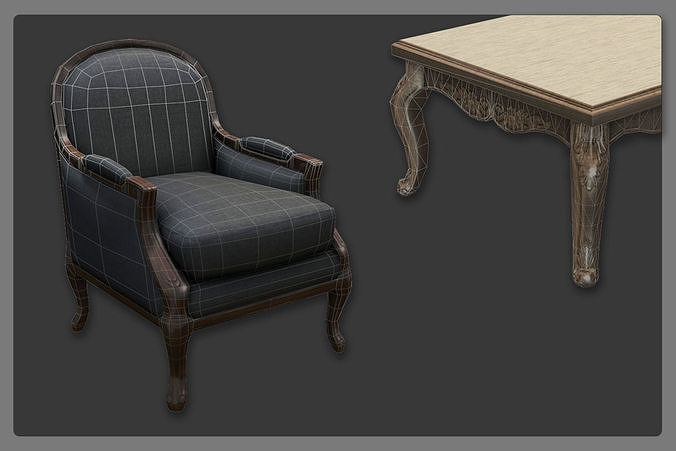 Lowpoly Furniture pack Low-poly 3D model 6