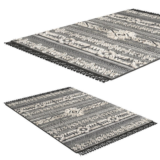 Kilimcarpet01 area rug with tribal pattern 3D model_1