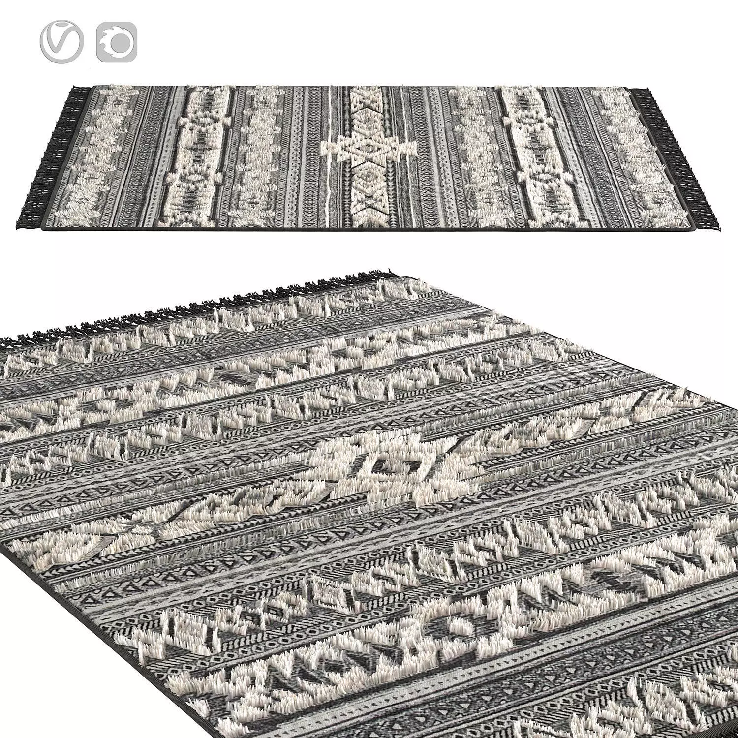 Kilimcarpet01 area rug with tribal pattern 3D model_0