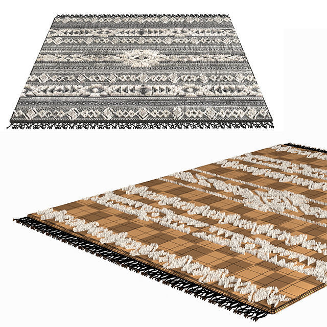 Kilimcarpet01 area rug with tribal pattern 3D model_3