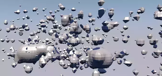 low Poly cloud spheres floating in air