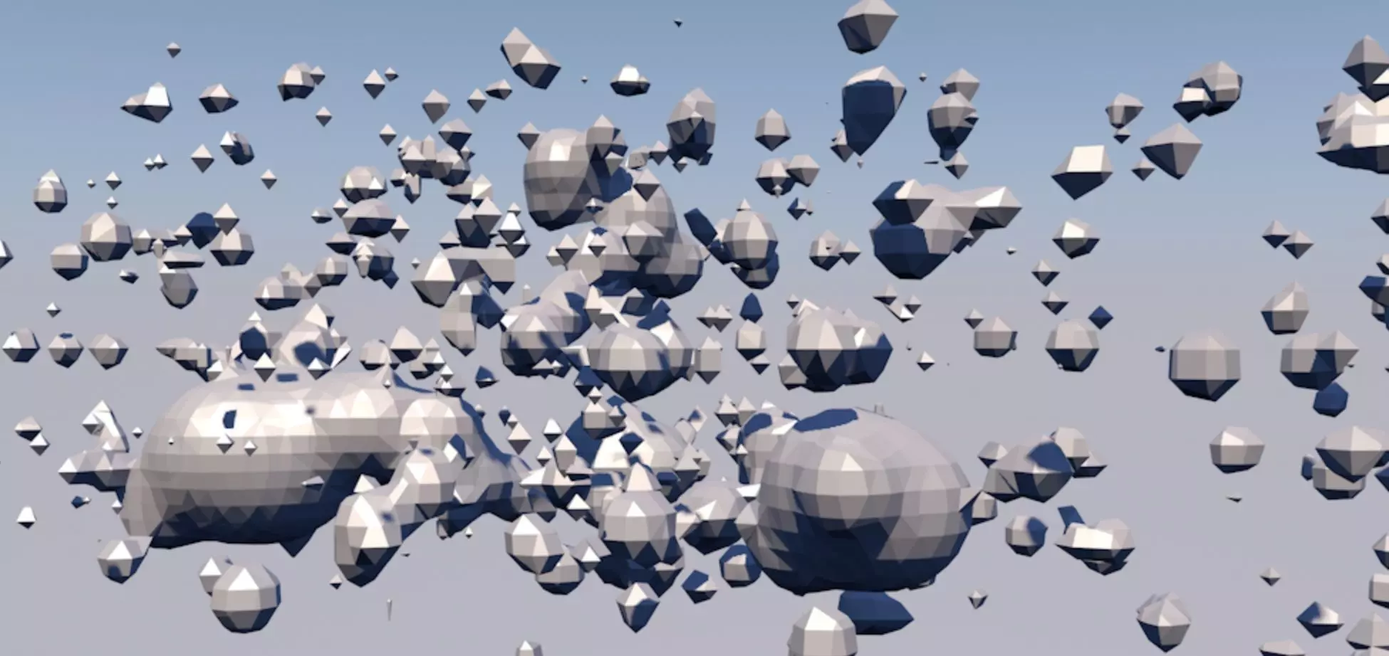 low Poly cloud spheres floating in air 3D model_0