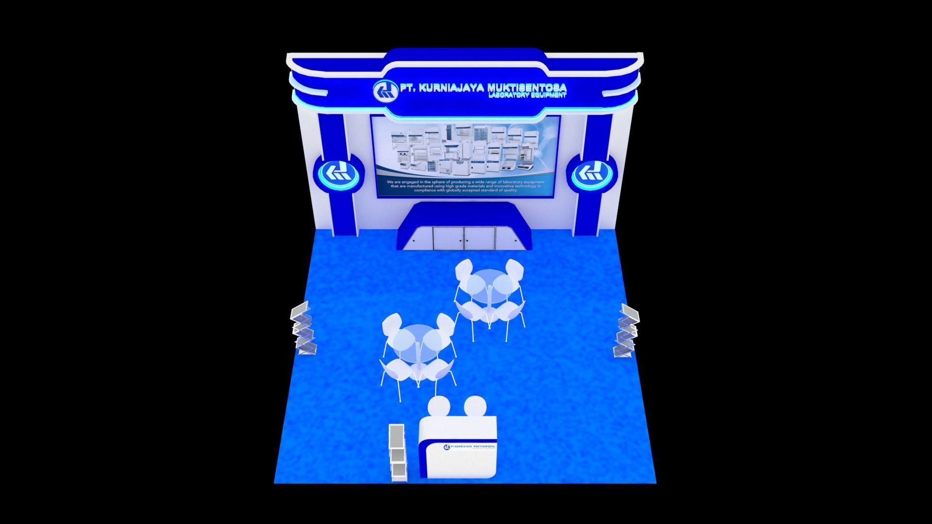 Booth Exhibition Design size 6x6 m three sides open Low-poly 3D model_3