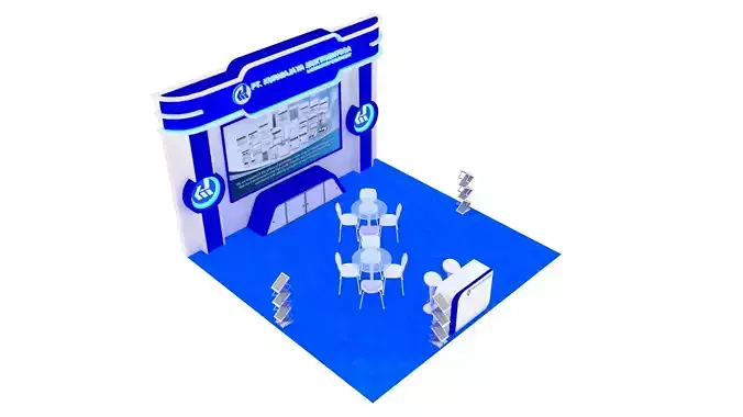 Booth Exhibition Design size 6x6 m three sides open Low-poly 3D model