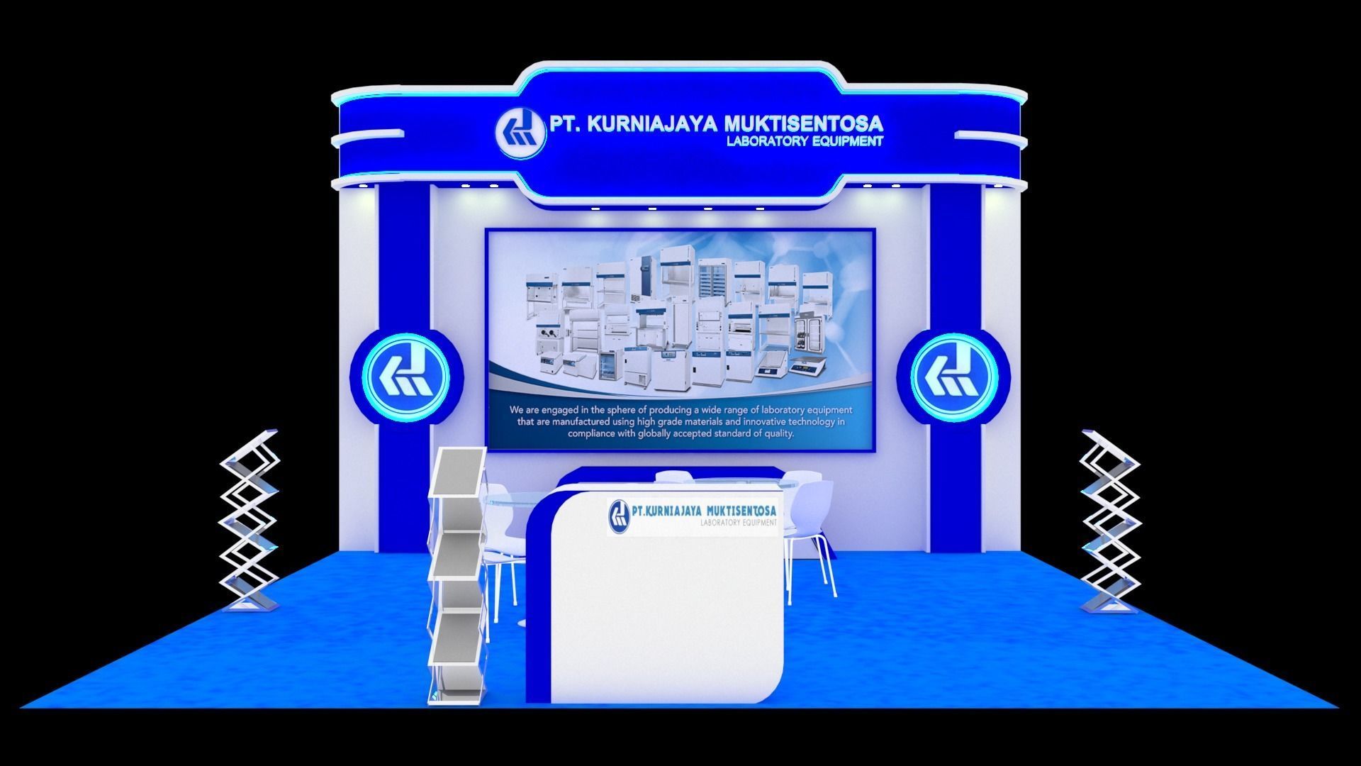 Booth Exhibition Design size 6x6 m three sides open Low-poly 3D model_2