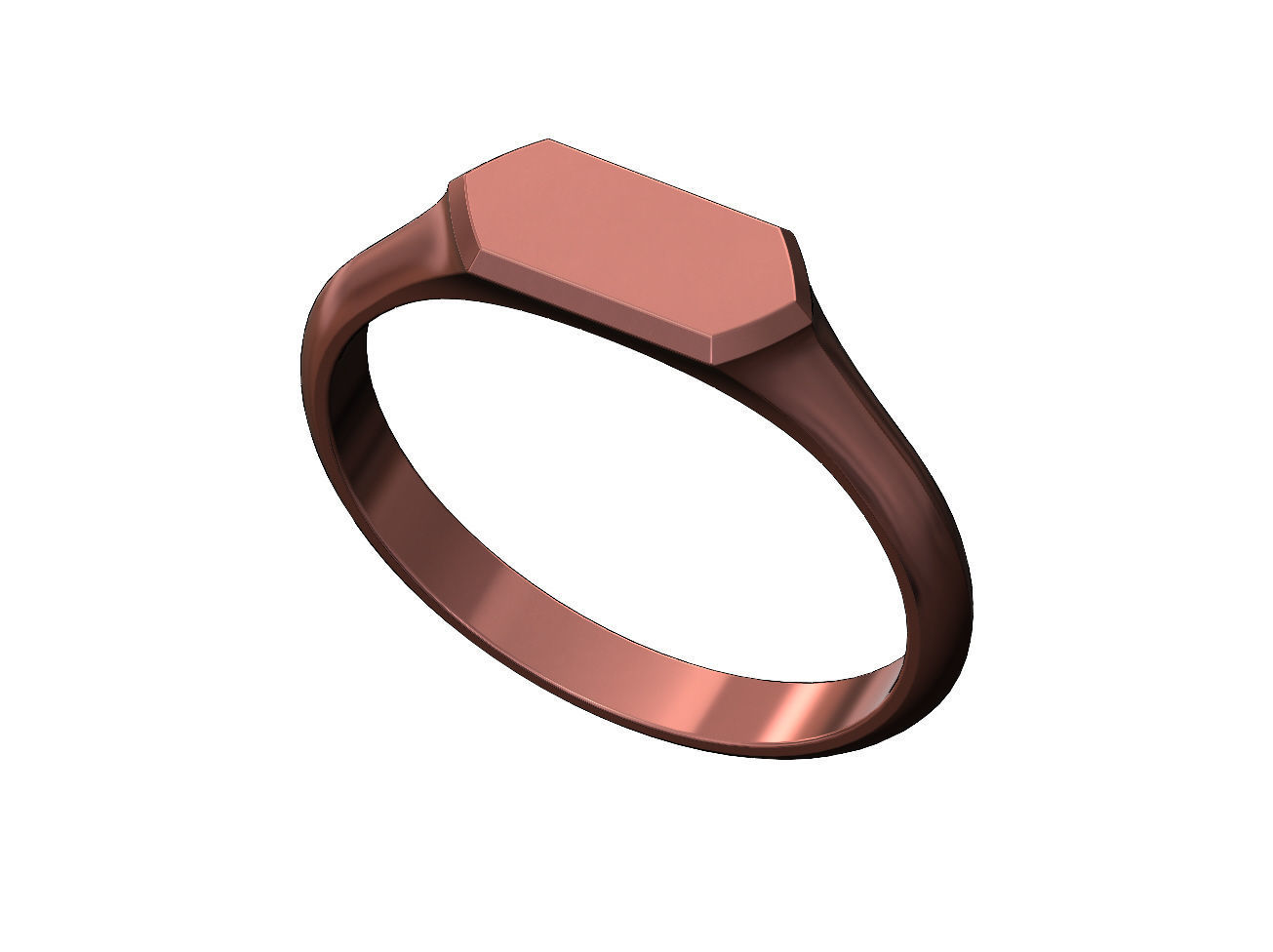 Thin Hexagonal slot signet ring US sizes 5to9 3D print model_9