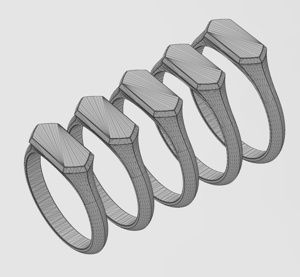 Thin Hexagonal slot signet ring US sizes 5to9 3D print model_13