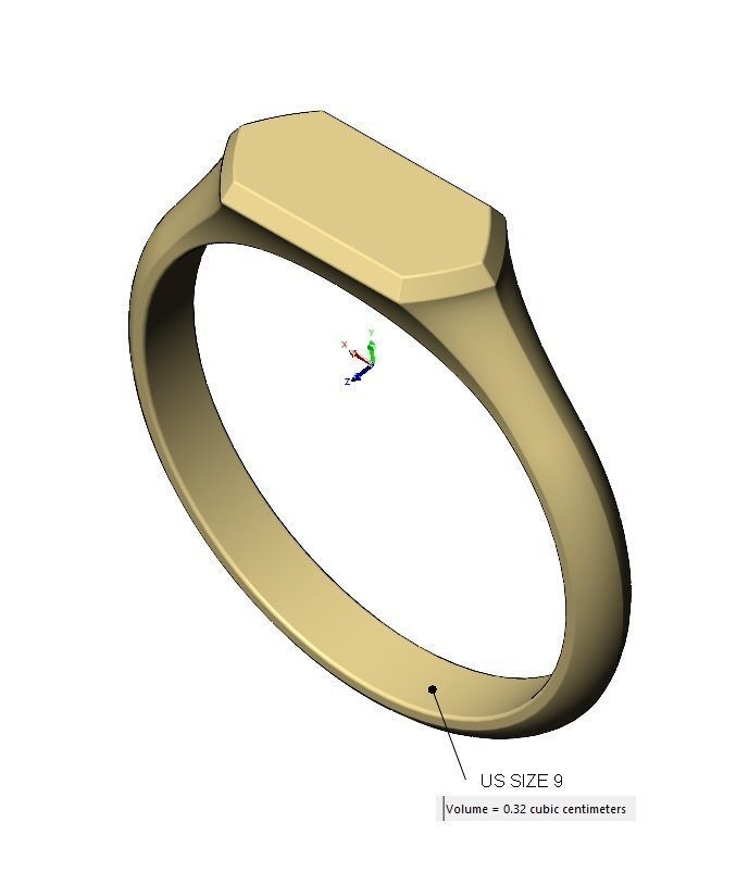 Thin Hexagonal slot signet ring US sizes 5to9 3D print model_16