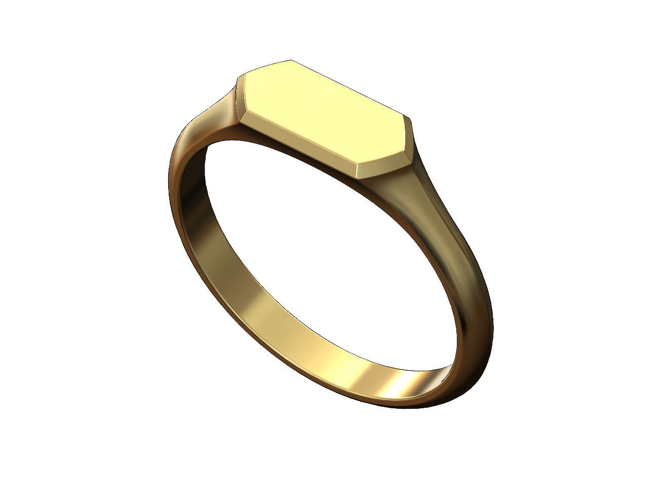 Thin Hexagonal slot signet ring US sizes 5to9 3D print model_3
