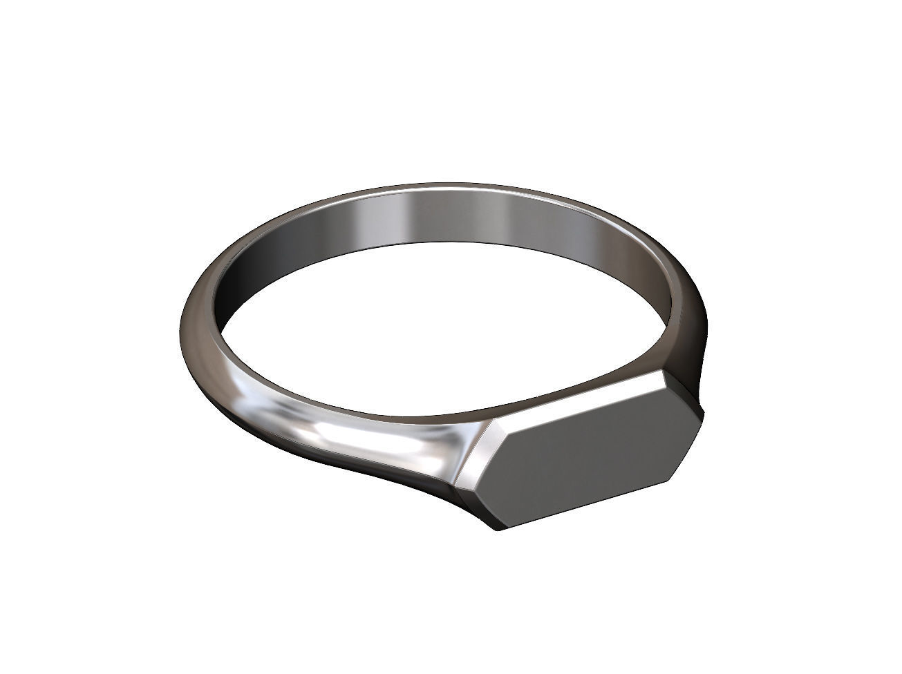 Thin Hexagonal slot signet ring US sizes 5to9 3D print model_10